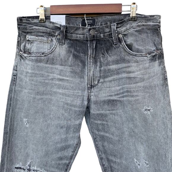 New Agolde Los Angeles Men Denim Rockwell Slim Fit Whiskered Distressed Jeans 36 - Picture 3 of 12